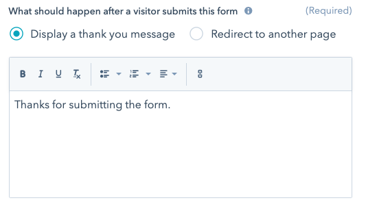 hubspot form message