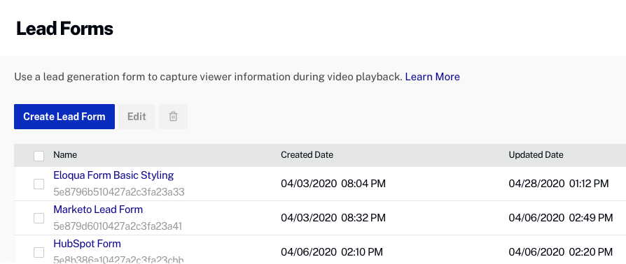 lead forms listing