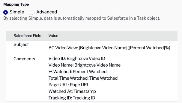 salesforce mappping type